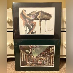 Vintage 1976 & 1997 Watercolor New Orleans Bourbon St Mardi Gras Jazz NOLA NIP